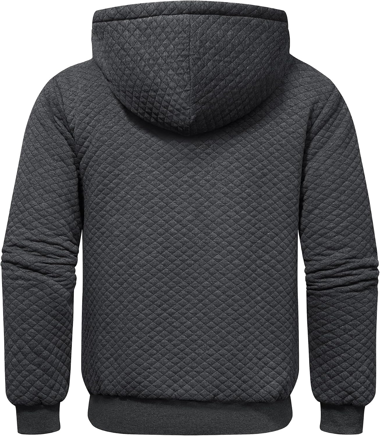 image:imageZITY Mens Zip Up Hoodie Fleece Sherpa Lined Jacket Waffle Knit SweatshirtDark Grey