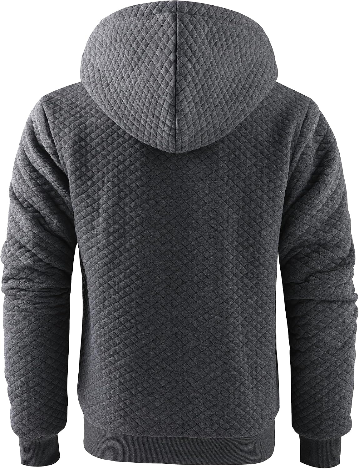 image:imageZITY Mens Zip Up Hoodie Fleece Sherpa Lined Jacket Waffle Knit SweatshirtDark Grey2