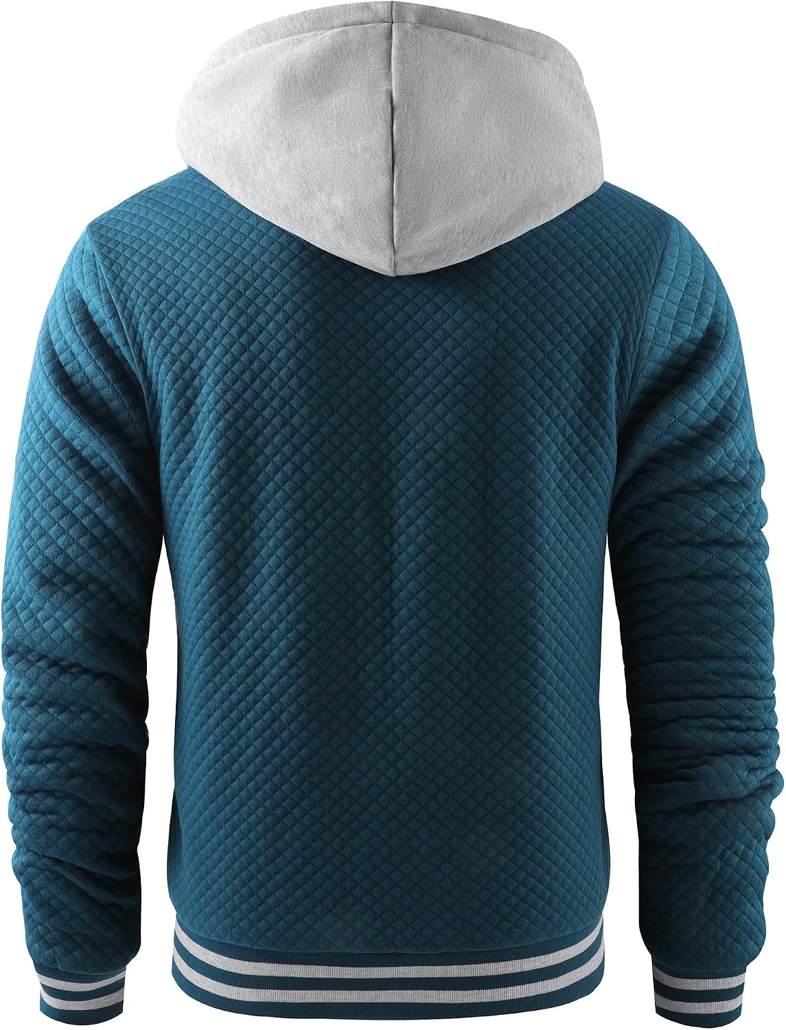 image:imageZITY Mens Zip Up Hoodie Fleece Sherpa Lined Jacket Waffle Knit SweatshirtDark Teal Blue