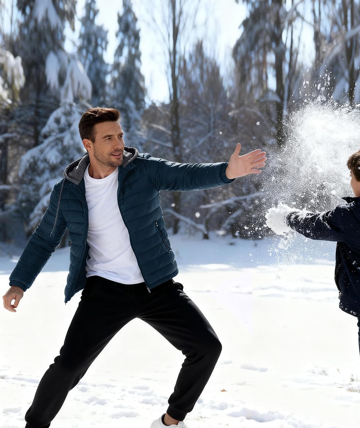 image:imageZITY Puffer Jacket Men Lightweight Winter Coat Hooded Puffy Warm JacketDark Blue