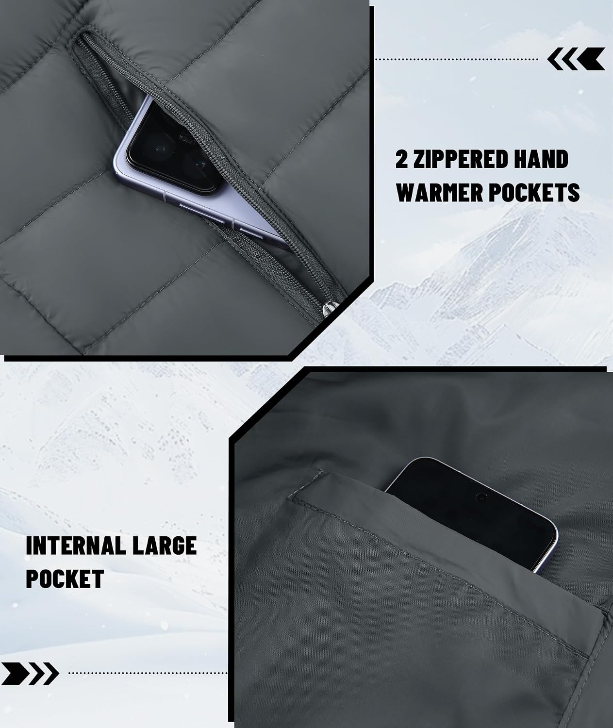 image:imageZITY Puffer Jacket Men Lightweight Winter Coat Hooded Puffy Warm JacketDark Grey
