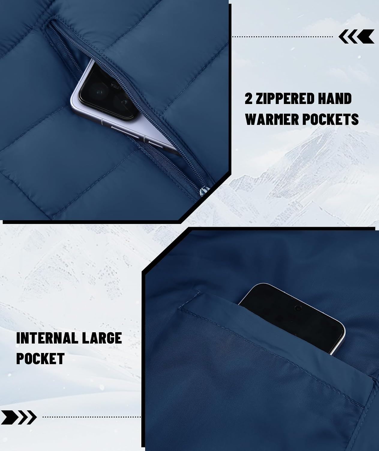 image:imageZITY Puffer Jacket Men Lightweight Winter Coat Hooded Puffy Warm JacketNavy Blue