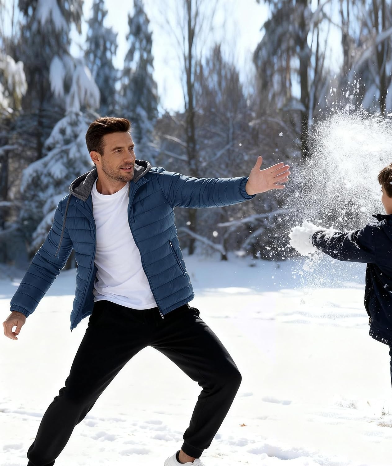 image:imageZITY Puffer Jacket Men Lightweight Winter Coat Hooded Puffy Warm JacketNavy Blue