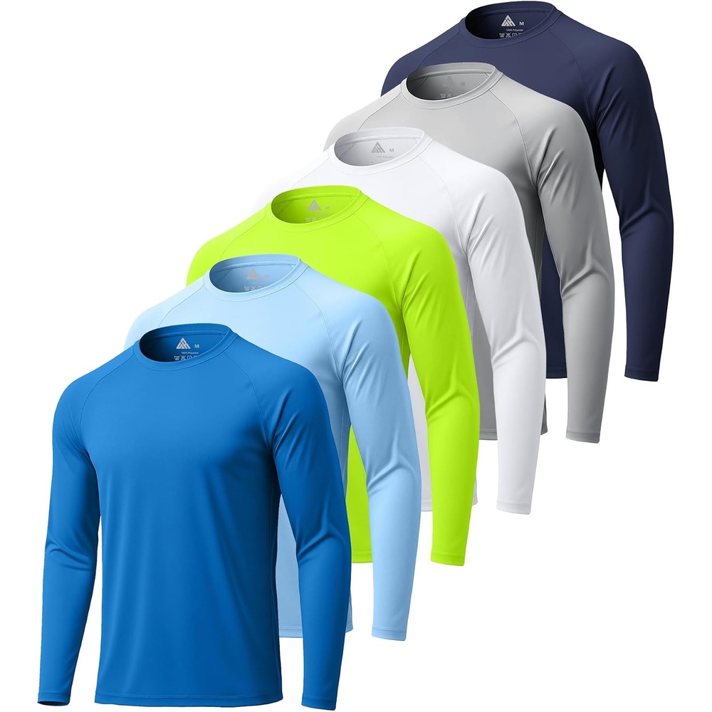 image:imageMens Long Sleeve Tee Shirts Sun Protection Fast Dry6packroyalblueLightblueNeongreenDarkblueLightgrayWhite