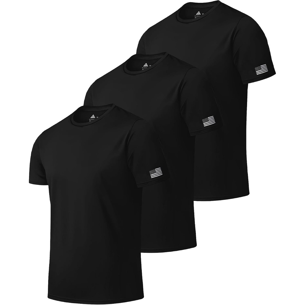 image:imageZITY 3 Pack Mens Swim Shirt UPF 50 Rash Guard Short Sleeve Sun Protection TShirts Fishing Beach Workout ShirtsBlack
