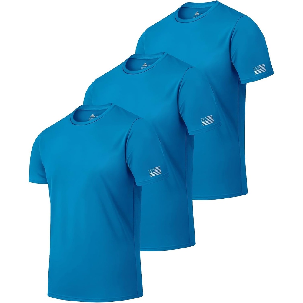 image:imageZITY 3 Pack Mens Swim Shirt UPF 50 Rash Guard Short Sleeve Sun Protection TShirts Fishing Beach Workout ShirtsSky Blue