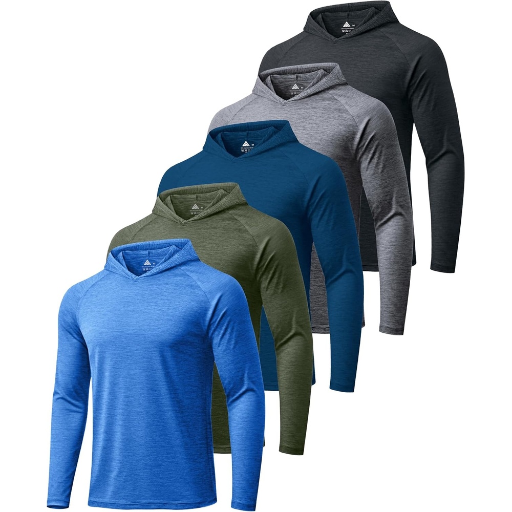 image:imageZITY 57 Pack Mens Sun Hoodie Lightweight Workout Pollover Athletic Shirts5 Pack Heather Army Greenroyal Bluenavy Bluelight Grayblack