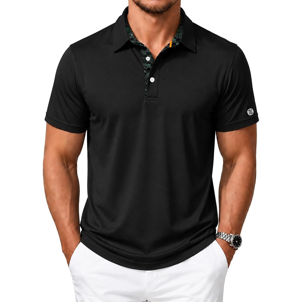 image:imageZITY Mens Golf Shirt Short Sleeve Moisture Wicking Polo Shirts for MenBlack