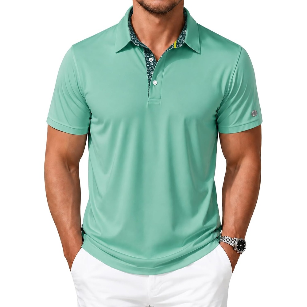 image:imageZITY Mens Golf Shirt Short Sleeve Moisture Wicking Polo Shirts for MenGreen