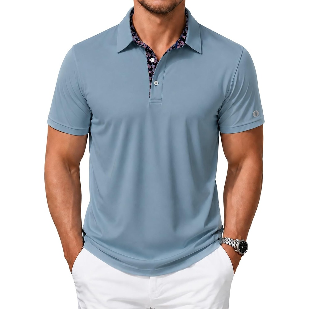 image:imageZITY Mens Golf Shirt Short Sleeve Moisture Wicking Polo Shirts for MenSmog Blue