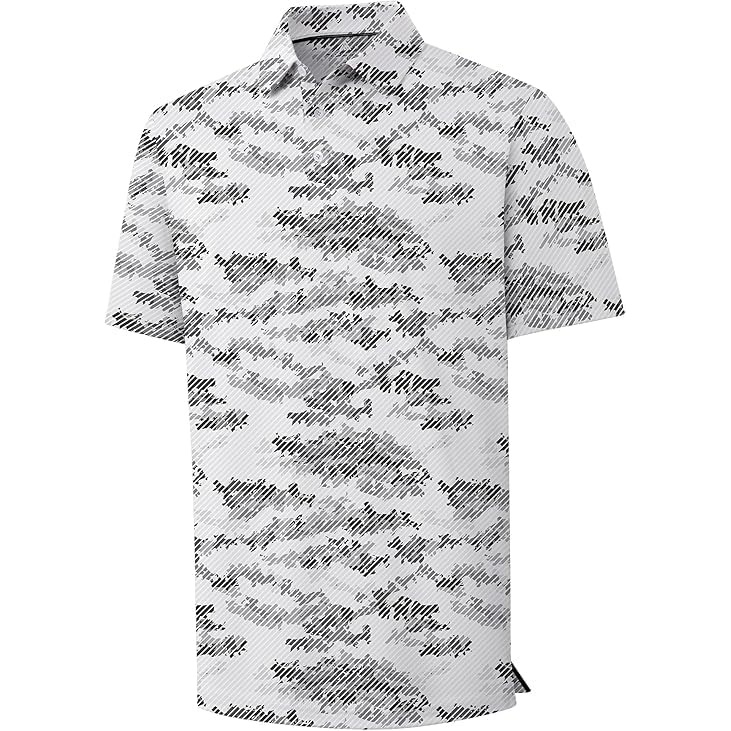 image:imageZITY Mens Golf Shirts Short Sleeve Print Moisture Wicking Polo ShirtGraywhite Striped Camouflage