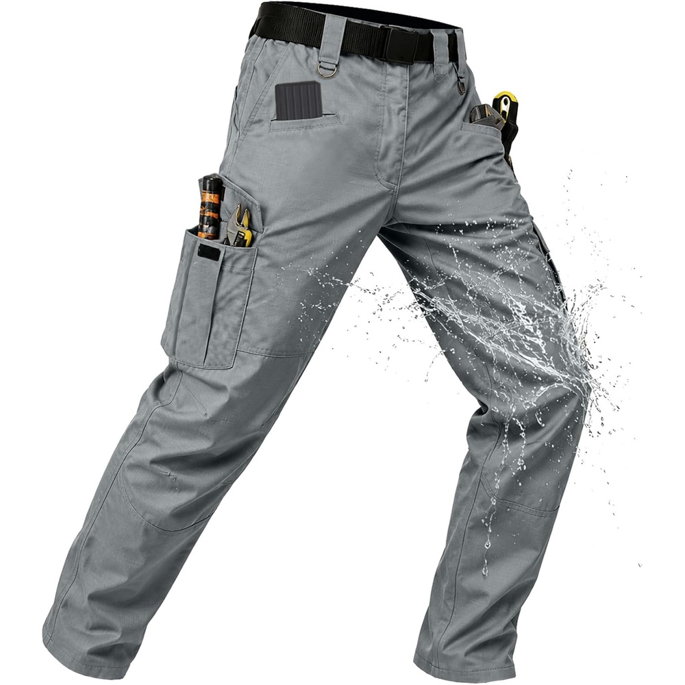 image:imageZITY Mens Tactical Work Cargo Pants Ripstop Water Resistant 9 PocketGrey