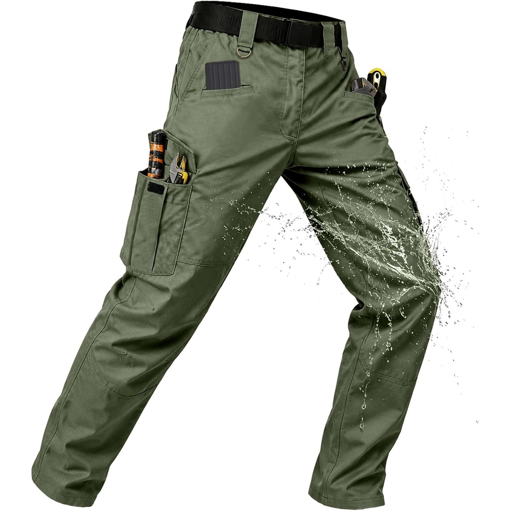 image:imageZITY Mens Tactical Work Cargo Pants Ripstop Water Resistant 9 PocketMilitary Green