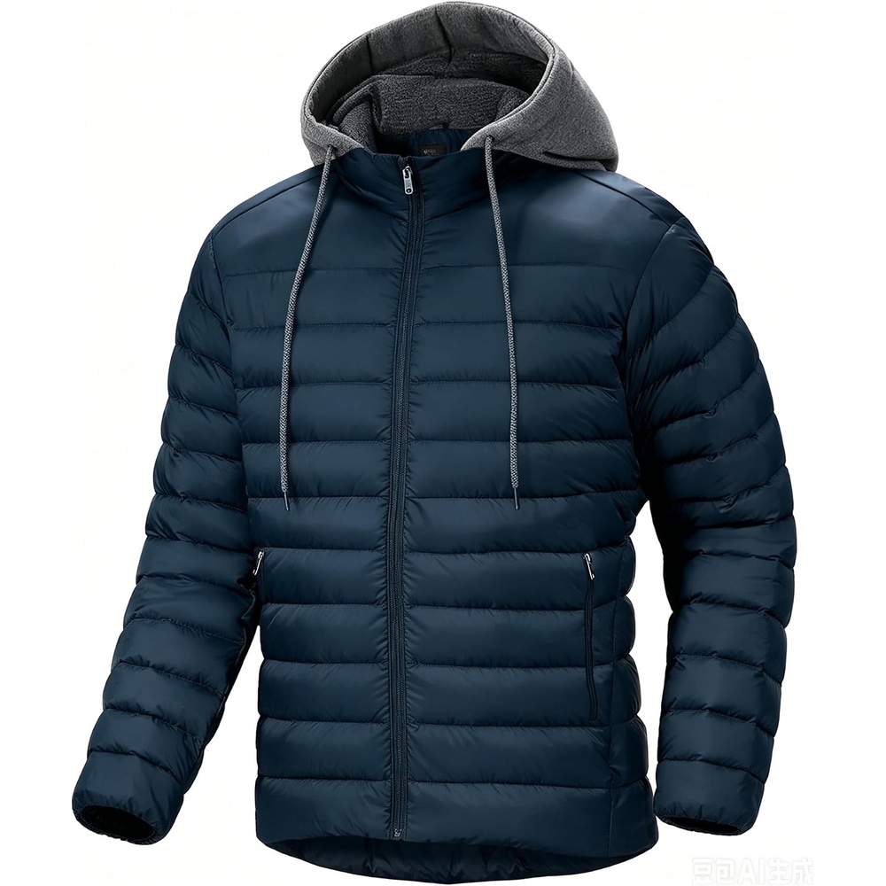 image:imageZITY Puffer Jacket Men Lightweight Winter Coat Hooded Puffy Warm JacketDark Blue
