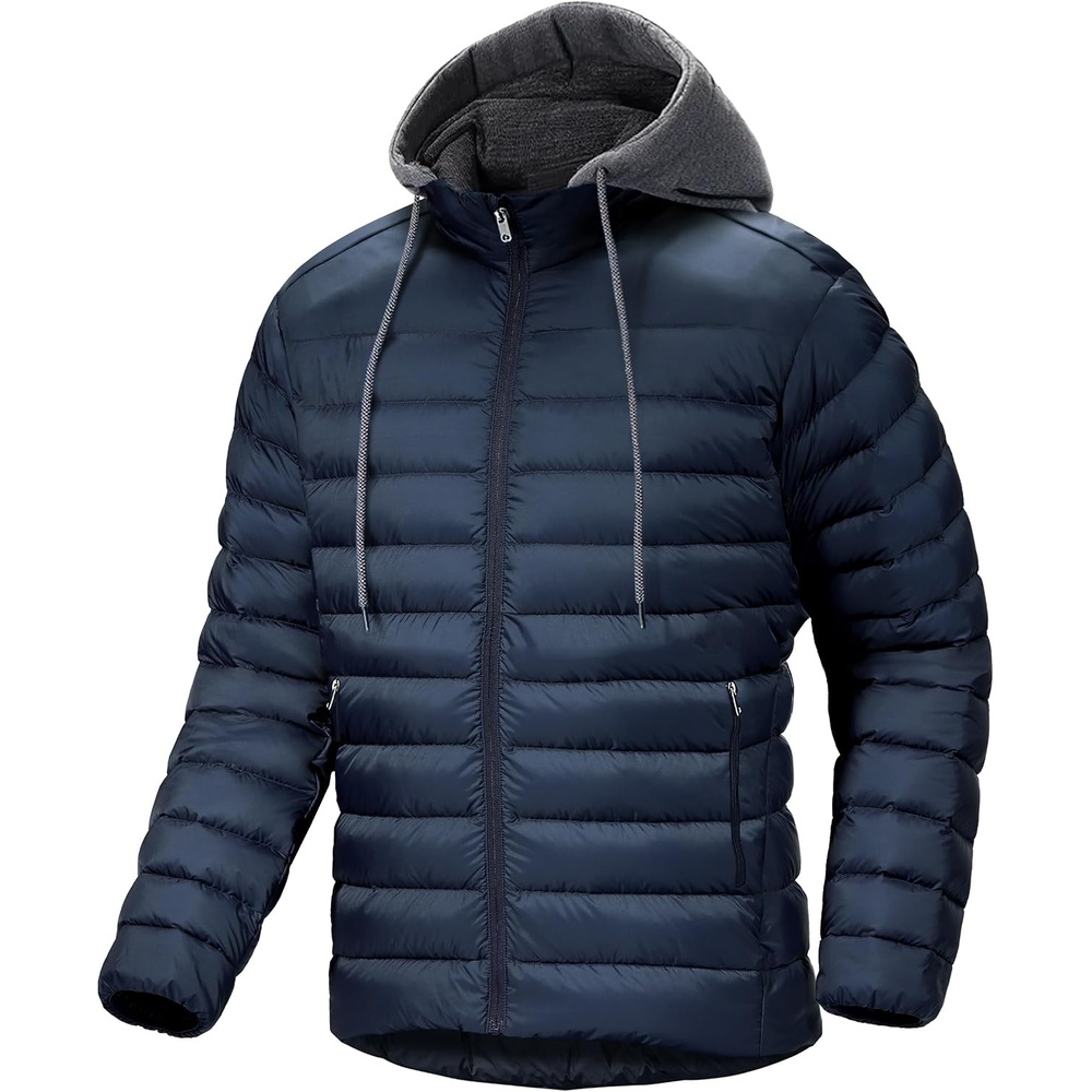 image:imageZITY Puffer Jacket Men Lightweight Winter Coat Hooded Puffy Warm JacketNavy