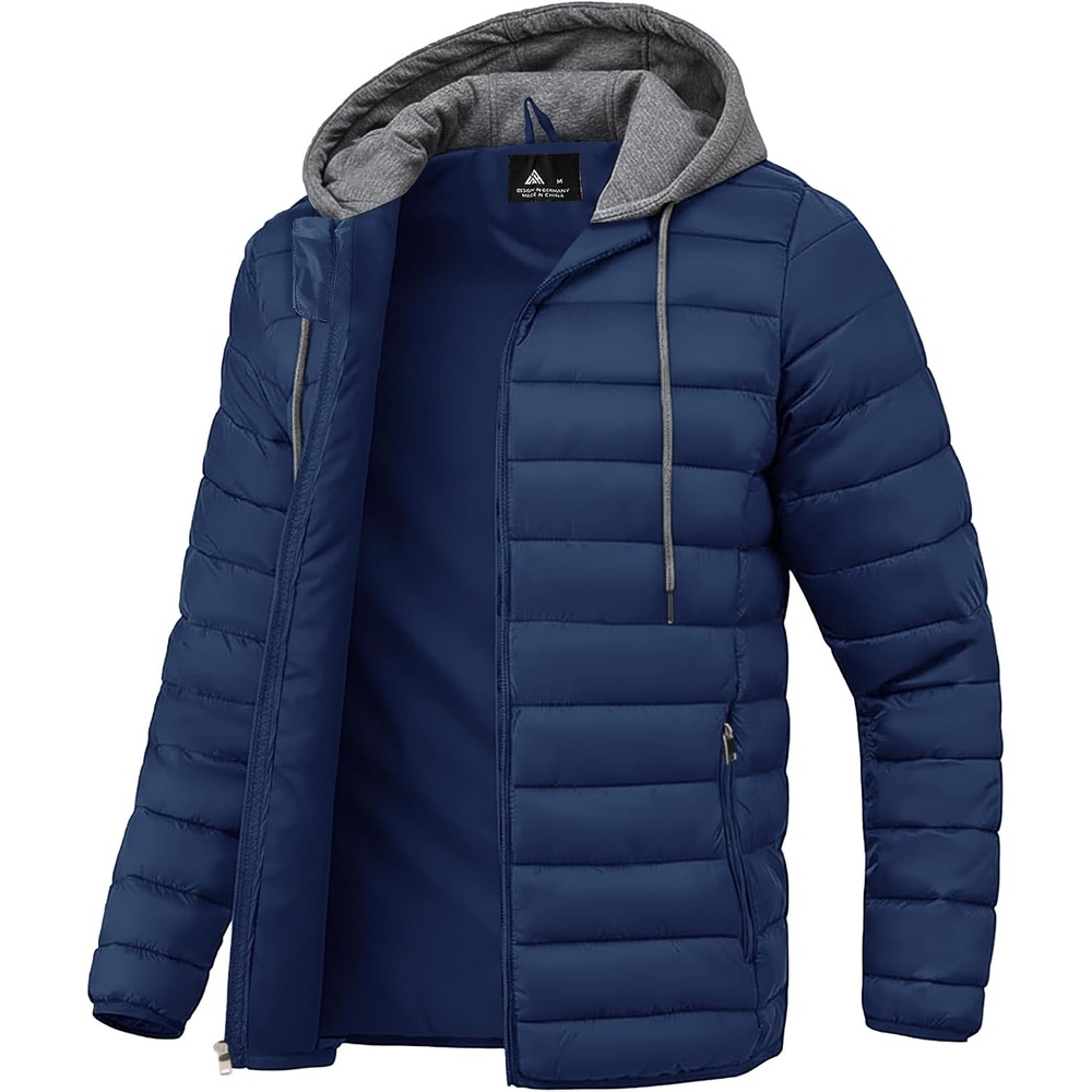 image:imageZITY Puffer Jacket Men Lightweight Winter Coat Hooded Puffy Warm JacketNavy Blue