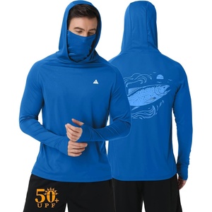 Hooded Shirts for Men with Mask Fishing Hoodies UPF 50+(Sky Blue)