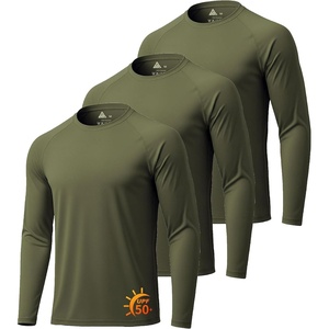Mens Long Sleeve Tee Shirts Sun Protection Fast Dry(3pack-army Green)