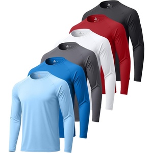 Mens Long Sleeve Tee Shirts Sun Protection Fast Dry(6pack-lightblue/Royalblue/Darkgray/White/Winered/Black)