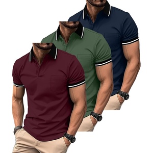 ZITY 3 Pack Men Polo Shirts Short Sleeve Athletic Golf Polos with Pocket(Navy Green Winered)