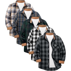 ZITY 5 Pack Men’s Flannel Shirt Long Sleeve Button Down Plaid Shirts(Dark Blue Beige+navy Blue Yellow+green Gray+white Black+dark Gray)