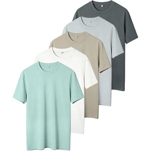 ZITY 5 Pack Men’s T-Shirts Crew Neck Plain Basic T Shirts for Men Short Sleeve Soft Casual Shirts Summer Tees(Dark Grey + Grey + Light Khaki + White + Haze Blue)