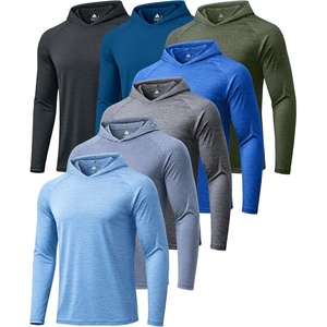 ZITY 5/7 Pack Mens Sun Hoodie Lightweight Workout Pollover Athletic Shirts(7 Pack: Heather Sky Blue+dusty Blue+royal Blue+navy Blue+light Gray+army Green+black)