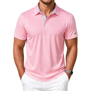 ZITY Mens Golf Shirt Short Sleeve Moisture Wicking Polo Shirts for Men(Pink)