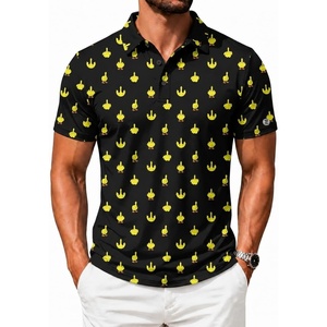 ZITY Mens Golf Shirts Short Sleeve Print Moisture Wicking Polo Shirt(Black Duck Gesture)