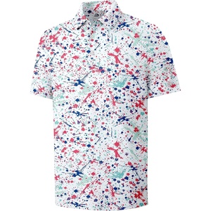 ZITY Mens Golf Shirts Short Sleeve Print Moisture Wicking Polo Shirt(Blue Pink Paint)