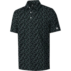 ZITY Mens Golf Shirts Short Sleeve Print Moisture Wicking Polo Shirt(Dark Green Octagram)