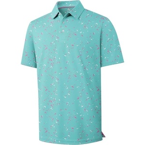 ZITY Mens Golf Shirts Short Sleeve Print Moisture Wicking Polo Shirt(Purple Ink Splashes)