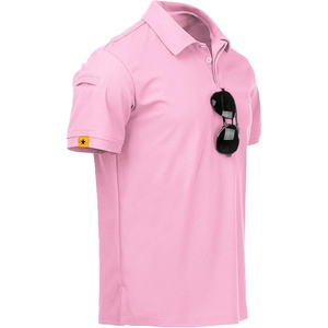 ZITY Mens Polo Shirt Short Sleeve Moisture Wicking Athletic Golf Polos(Pink)
