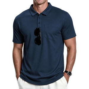 ZITY Men’s Polo Shirts with Pocket Short Sleeve Moisture-Wicking Tshirt(Navy)