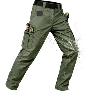 ZITY Men’s Tactical Work Cargo Pants Ripstop Water Resistant 9 Pocket(Military Green)