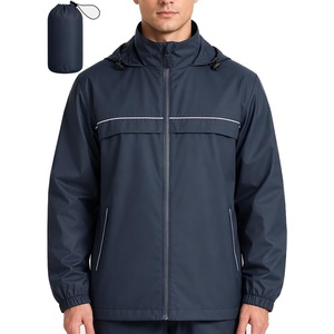 ZITY Mens Waterproof Rain Jacket Windbreaker Raincoat Hooded & Mesh‑Lined(Gray Blue)