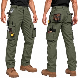 ZITY Men’s Work Pants, 10-Pocket Ripstop Water-Resistant Cargo Pants(Army Green)