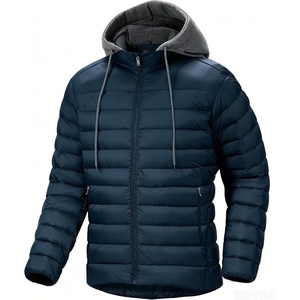 ZITY Puffer Jacket Men Lightweight Winter Coat Hooded Puffy Warm Jacket(Dark Blue)