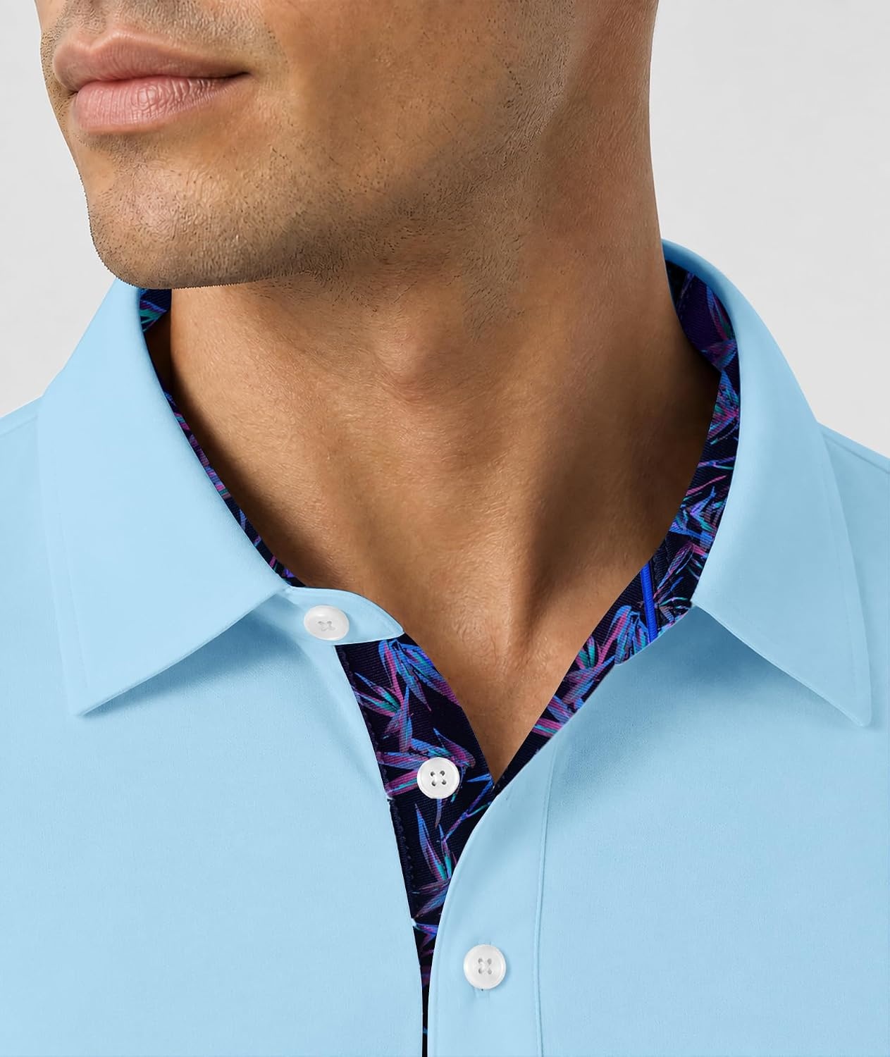 image:imageZITY Mens Long Sleeve Polo Shirts Casual Collared Golf ShirtsBlue