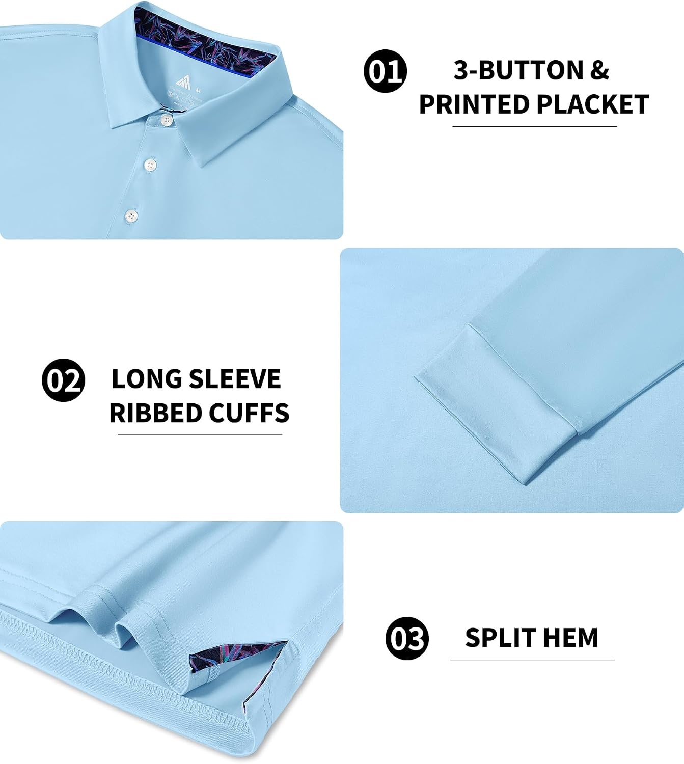 image:imageZITY Mens Long Sleeve Polo Shirts Casual Collared Golf ShirtsBlue
