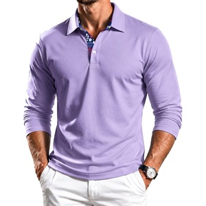 ZITY Mens Long Sleeve Polo Shirts Casual Collared Golf Shirts(Purple)