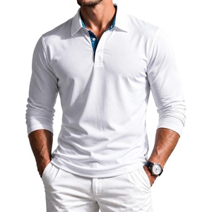 ZITY Mens Long Sleeve Polo Shirts Casual Collared Golf Shirts(White)
