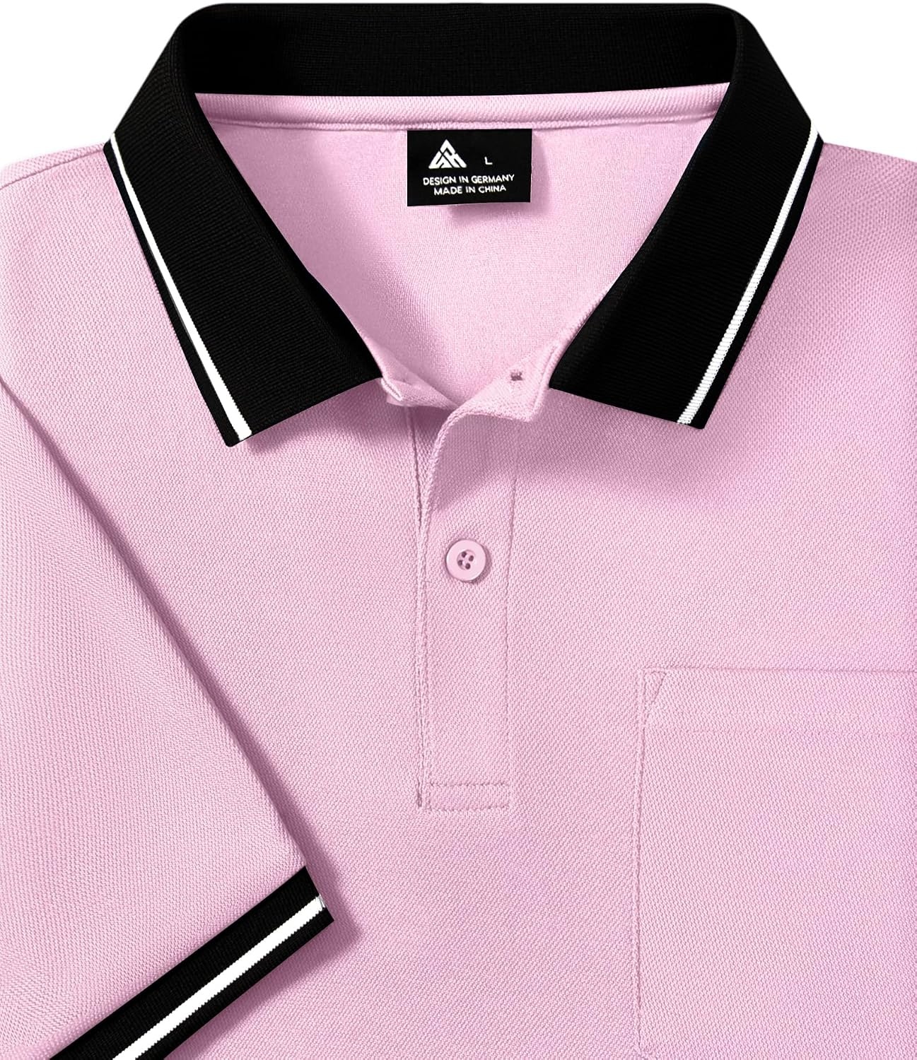image:imageZITY Mens Polo Shirts with Pocket Moisture Wicking Collared Golf ShirtsPink