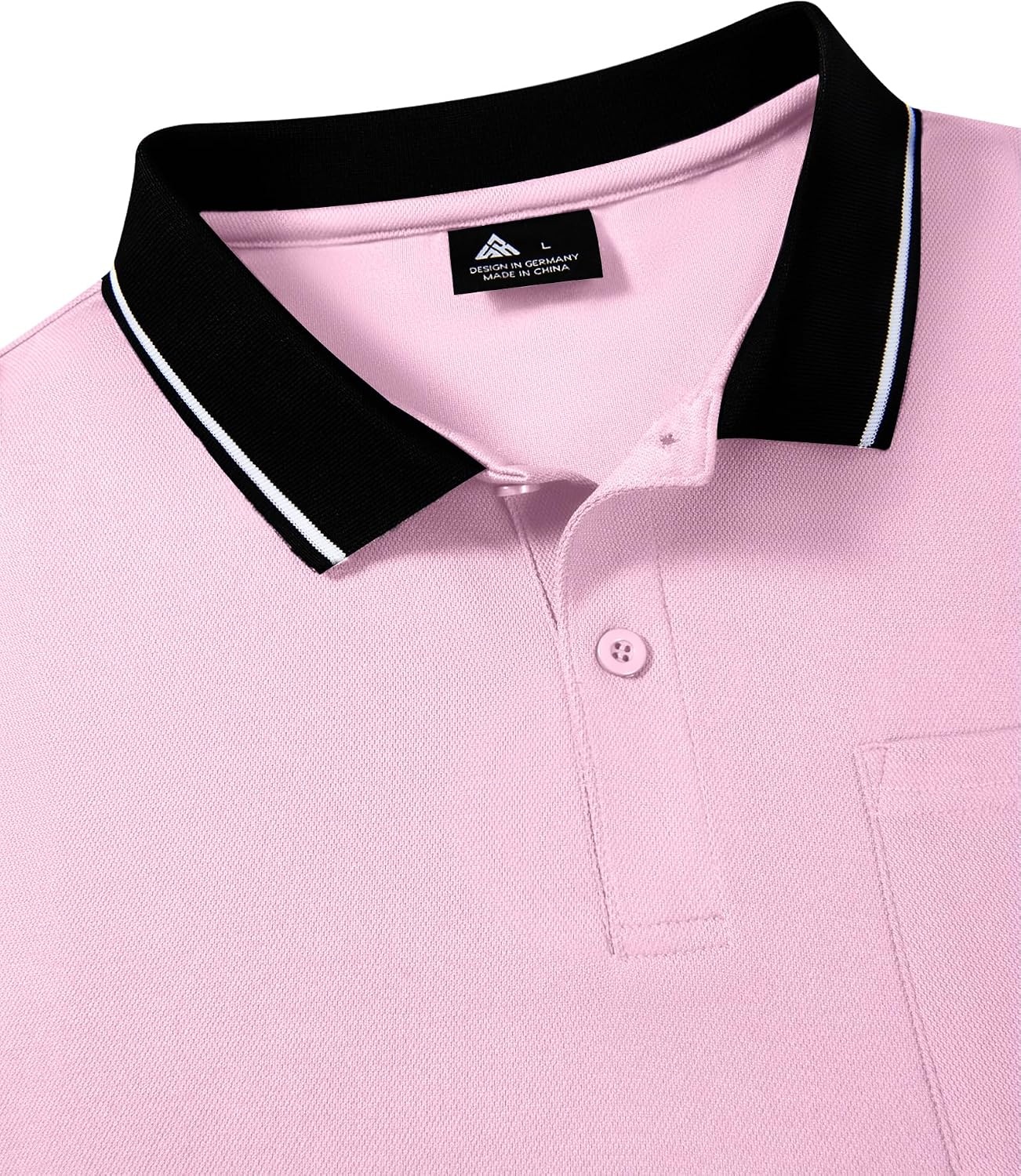 image:imageZITY Mens Polo Shirts with Pocket Moisture Wicking Collared Golf ShirtsPink