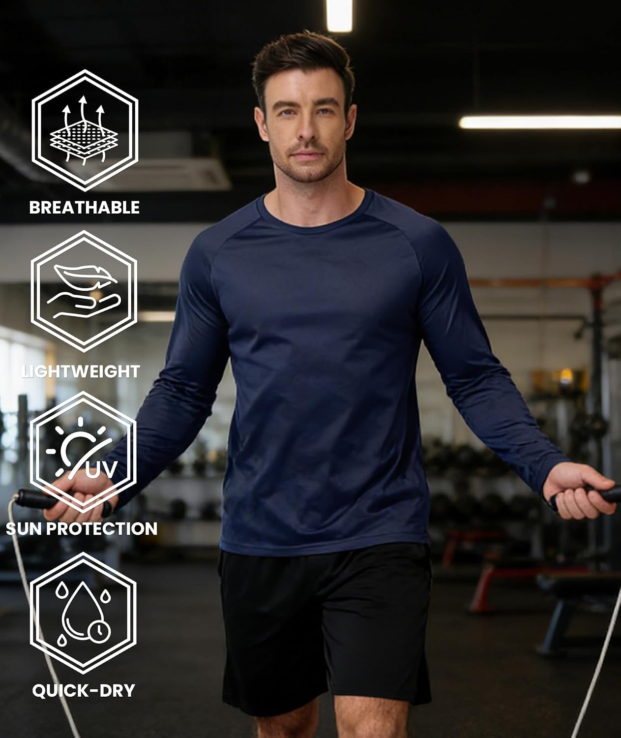 image:imageLong Sleeve Shirts for Men Sun Protection Dark Blue