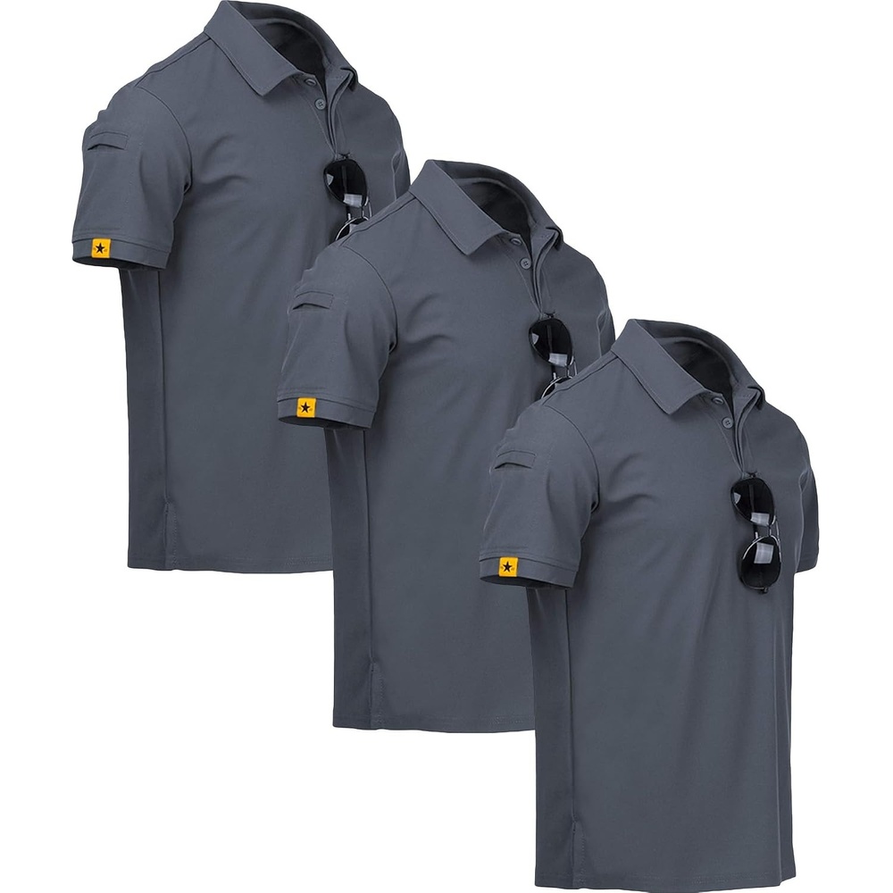 image:imageZITY 3 Pack Mens Golf Polo Shirts Short Sleeve Business Casual TShirtsLight Gray