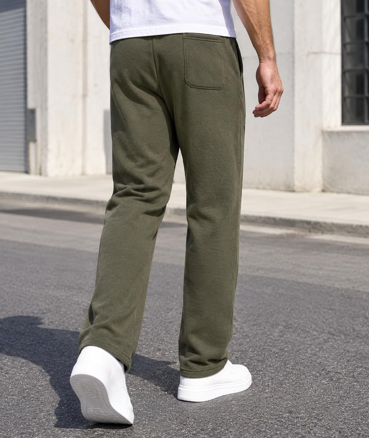 image:image3 Pack Mens Open Bottom Sweatpants Athletic Lounge Pants with PocketsArmygreennavyblacklightgreydarkgrey