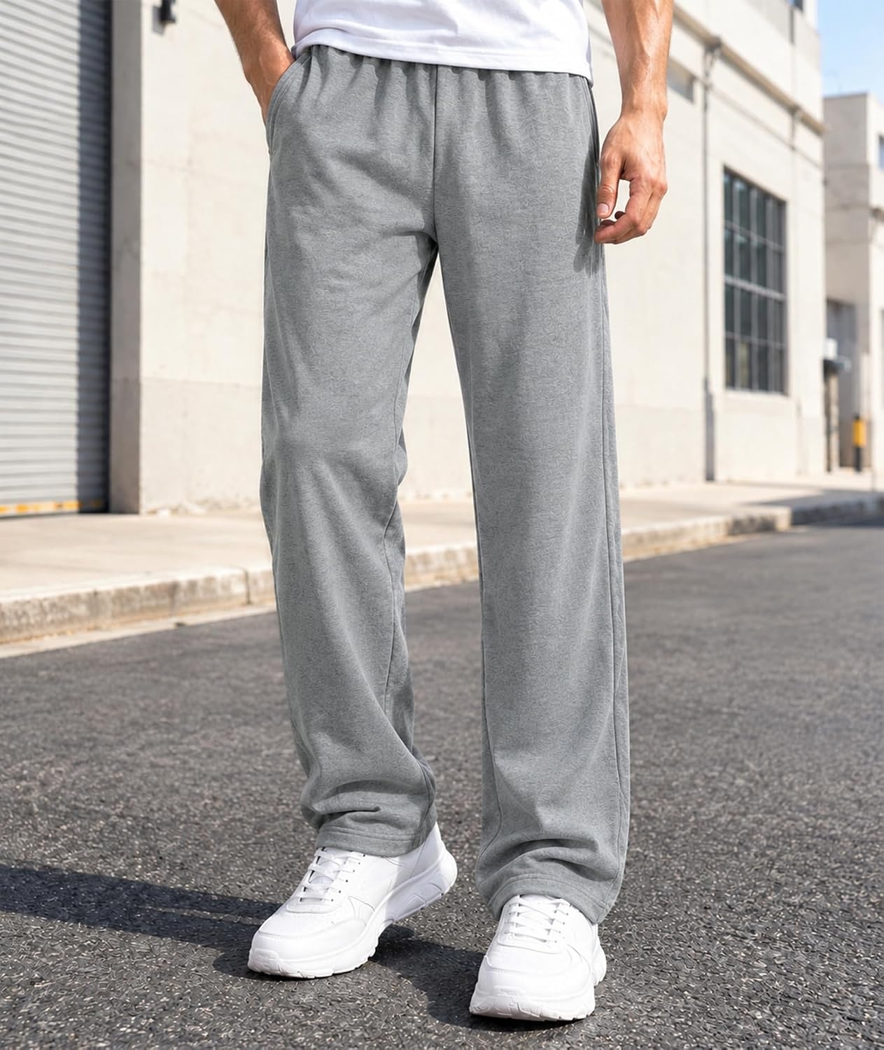 image:image3 Pack Mens Open Bottom Sweatpants Athletic Lounge Pants with PocketsArmygreennavyblacklightgreydarkgrey