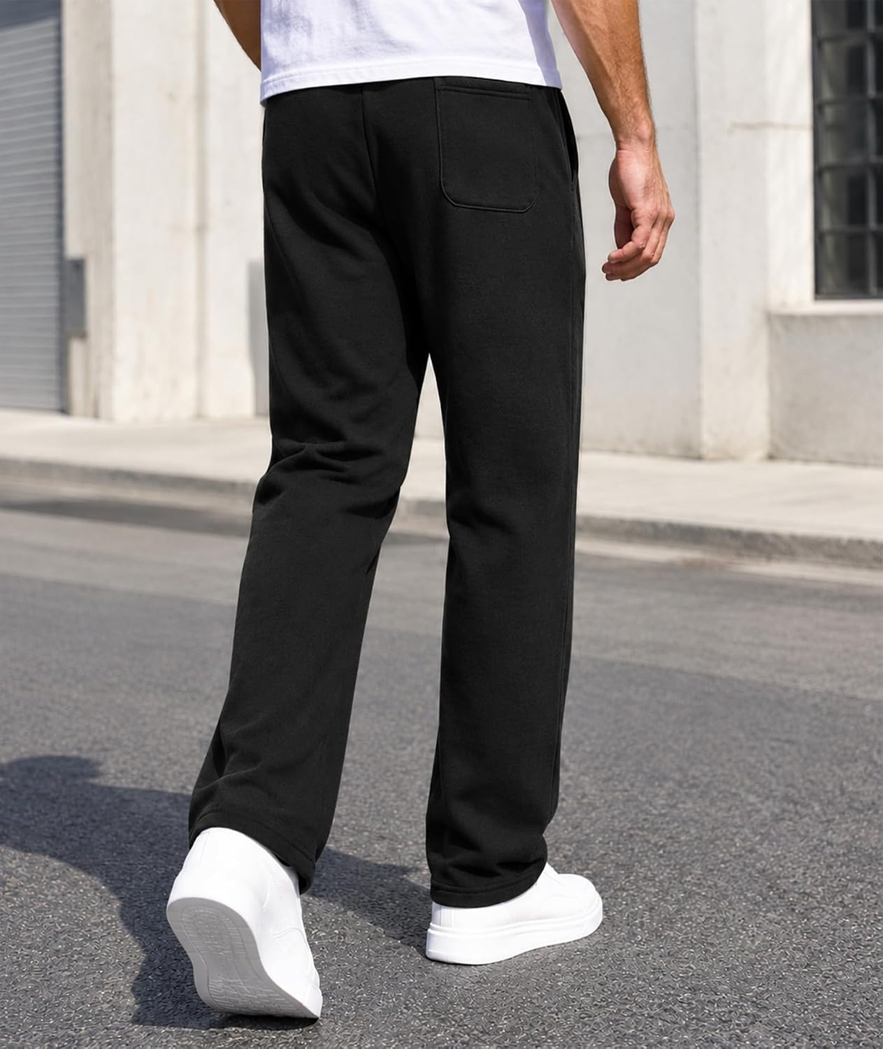 image:image3 Pack Mens Open Bottom Sweatpants Athletic Lounge Pants with PocketsBlackblackblack