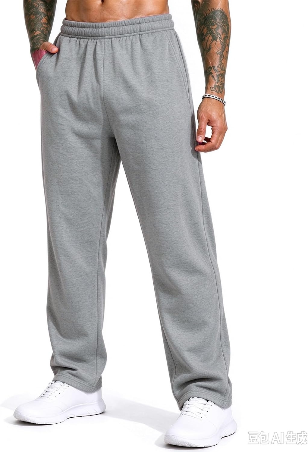 image:image3 Pack Mens Open Bottom Sweatpants Athletic Lounge Pants with PocketsBlackblacknavydarkgreylightgrey